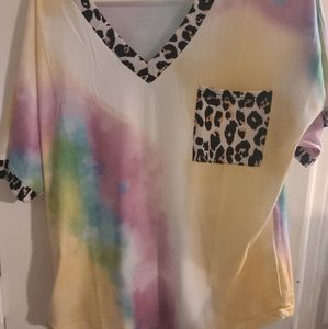 Leopard/tie Dye blouse